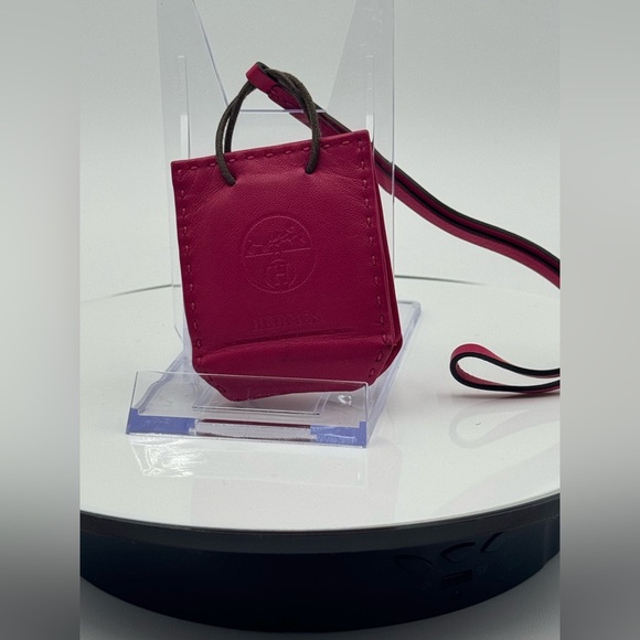 Authentic Hermes Sac Orange Bag Charm in Rose Mexico with Original Box - Picture 3 of 11